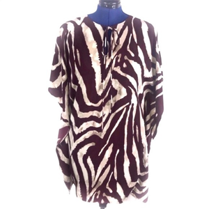 NWT KLD‎ S brown/white animal pattern dolman sleeve keyhole swim beach coverup